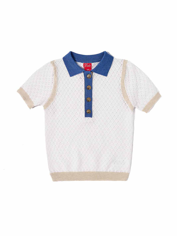 Two Tone Blue Short Sleeve Sweater