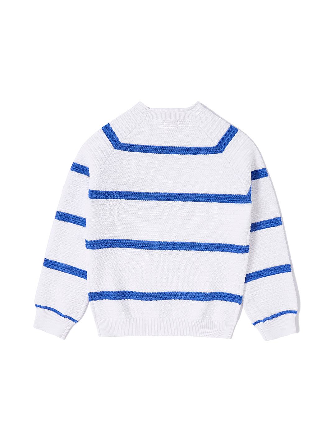 Thin Stripe combo Sweater - White Combo Royal Blue Mix