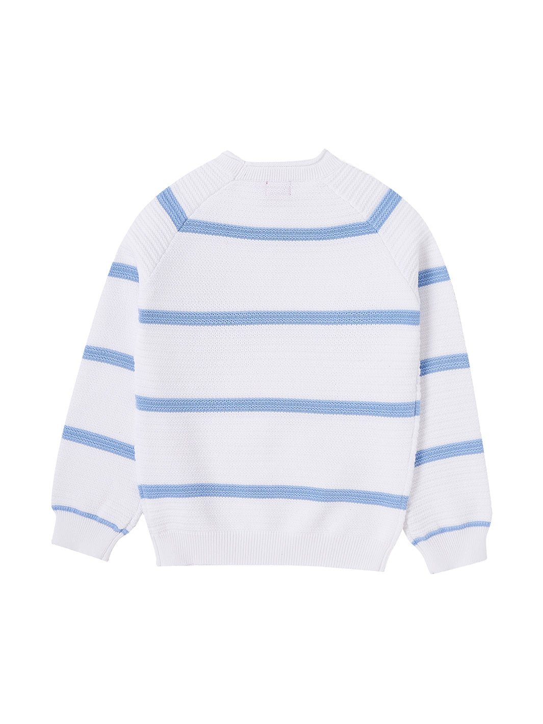 Thin Stripe combo Sweater - White Combo Sky Blue