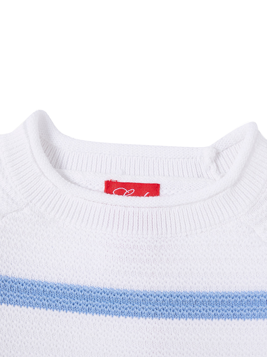 Thin Stripe combo Sweater - White Combo Sky Blue