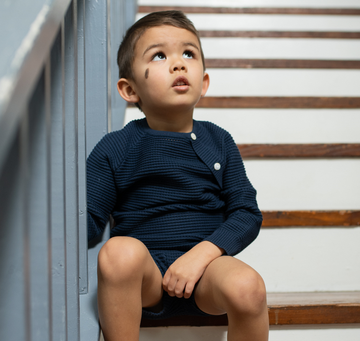 Basic Eyelet Sweater - Deep Navy