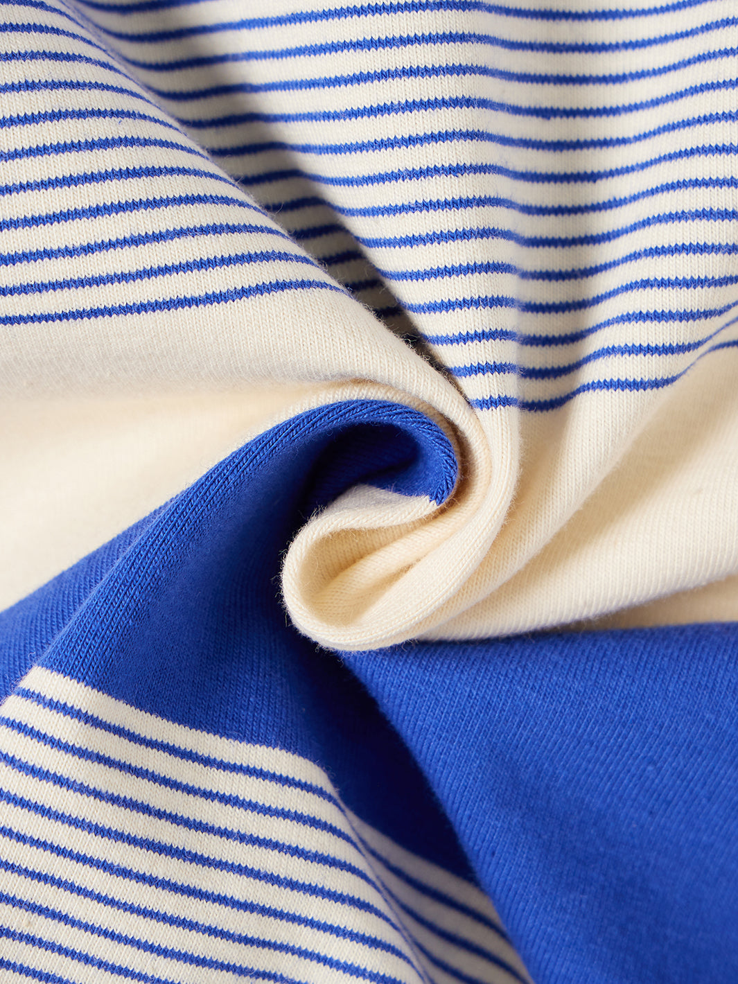 Stripe Long Sleeve Polo - Royal Blue/Off White