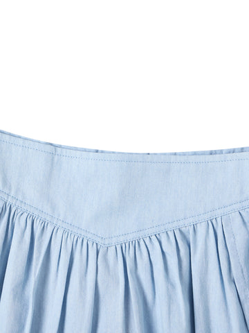 Pointy Yoke Skirt - Sky Blue