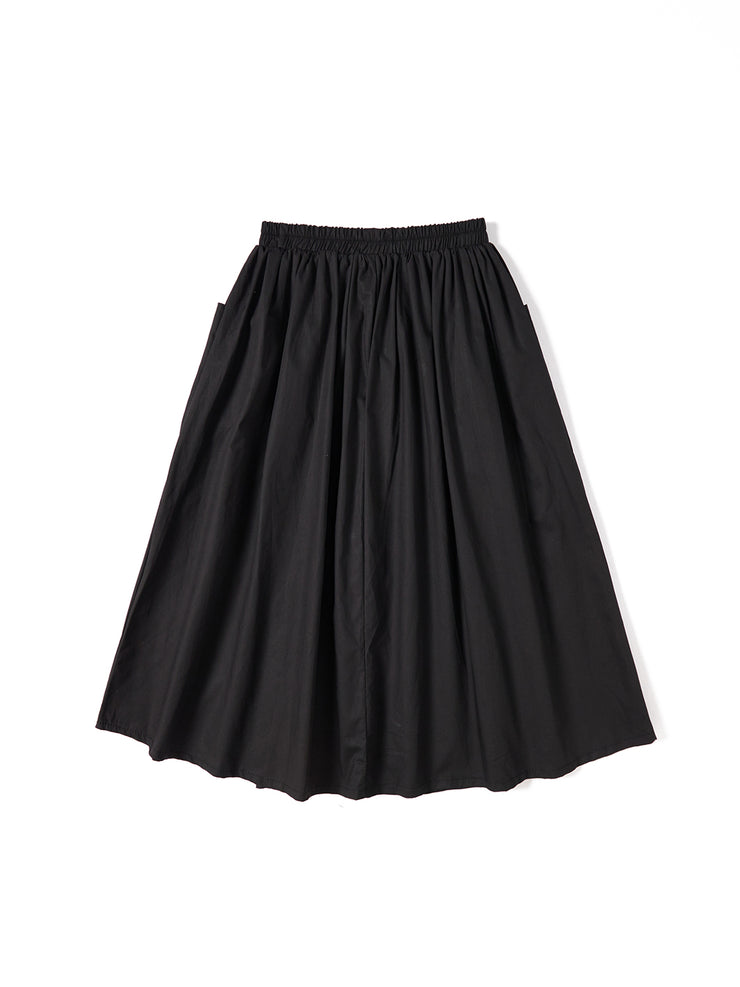 Gathers Maxi Length Skirt - Black