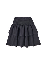 Shirring Tiered Skirt - Black