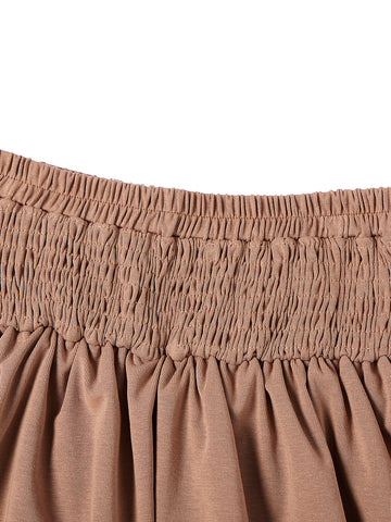 Shirring Tiered Skirt - Dk. Beige