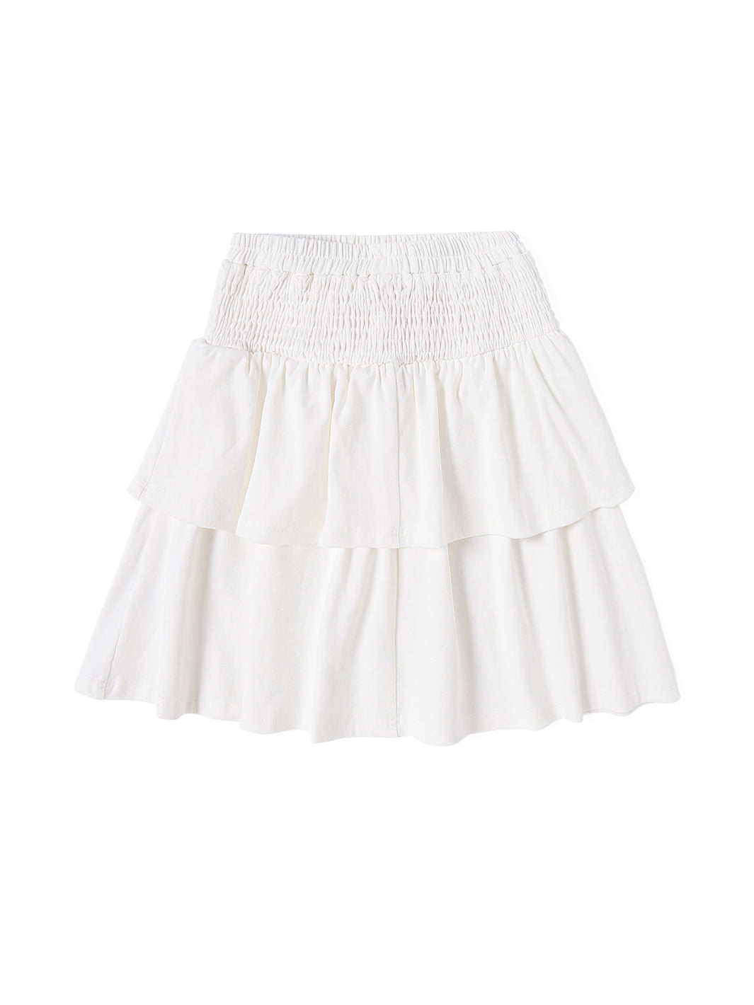 Shirring Tiered Skirt - White