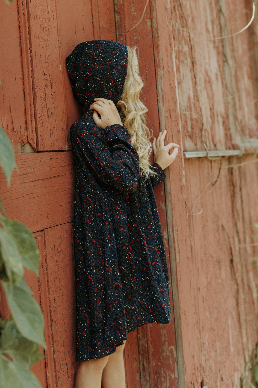 Floral Berry Hooded Dress