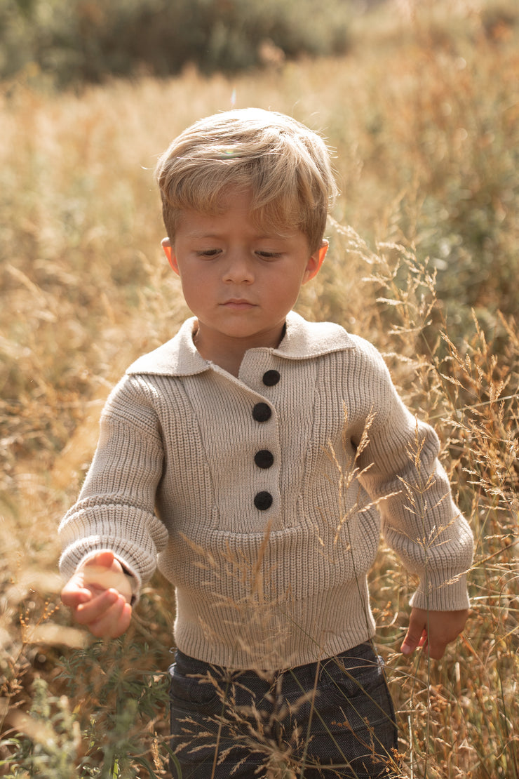 Raised Wavy Knit Sweater - Lt. Sand Mix