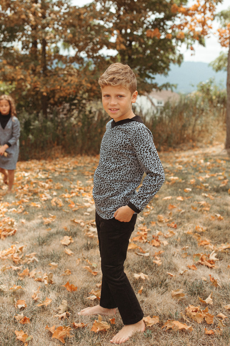 Light Leopard Rib Collar Polo