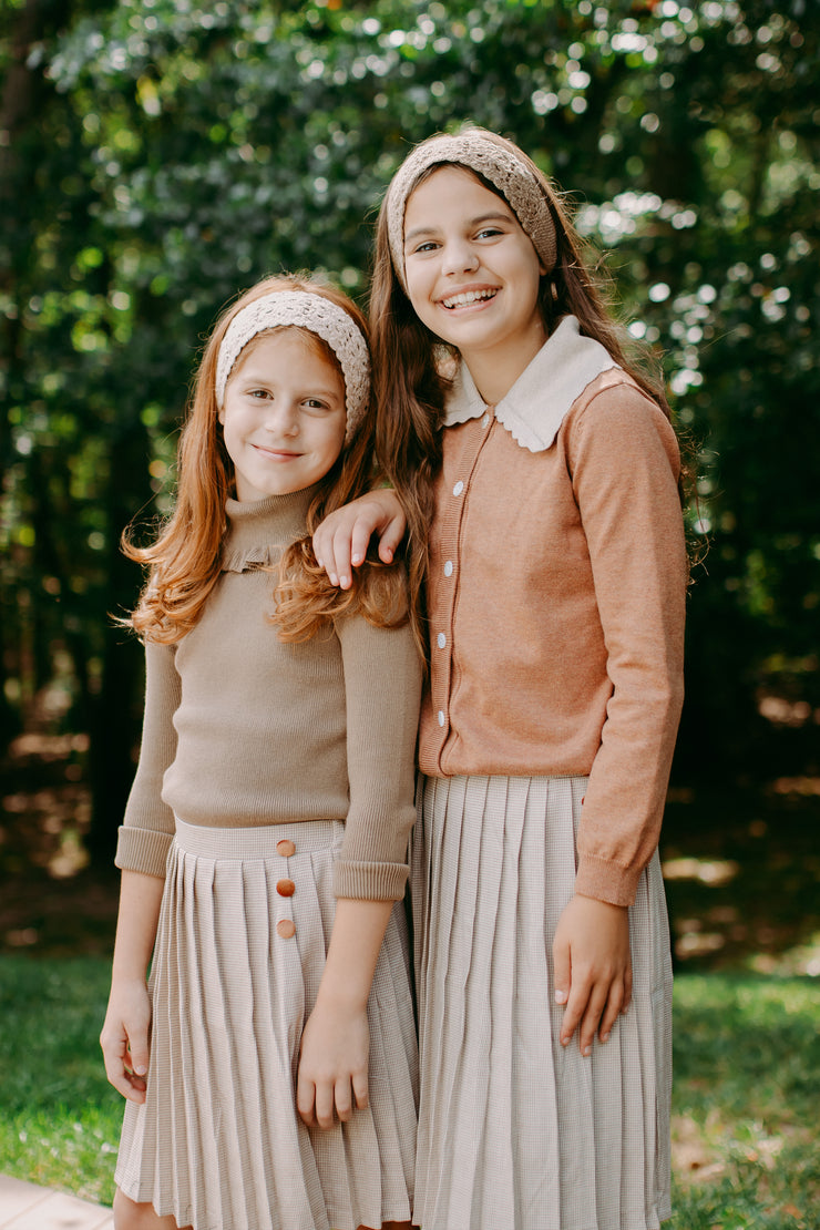 Plaid Beige Pleats Skirt