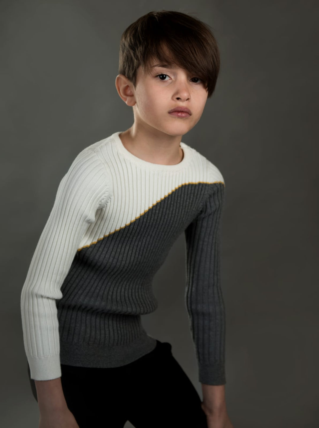 Charcoal Mustard Off White Sweater