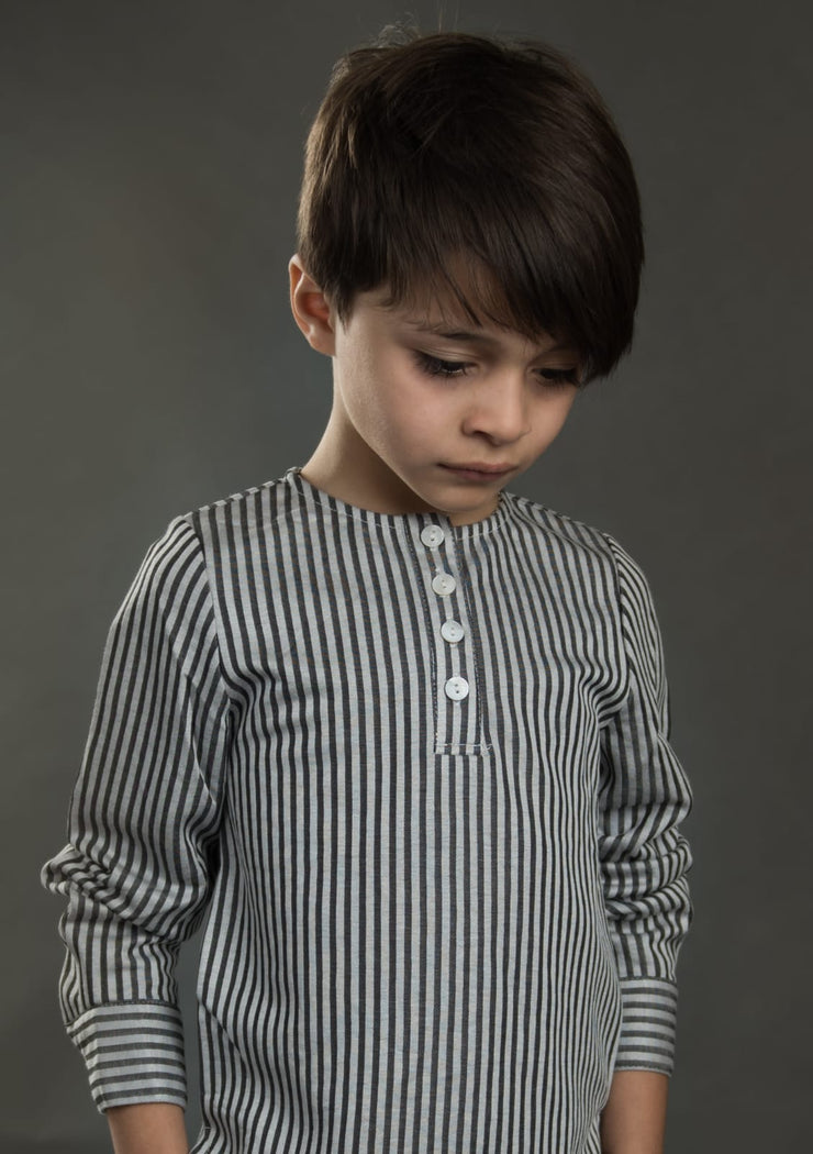Dark And Light Grey Thin Striped Shirt