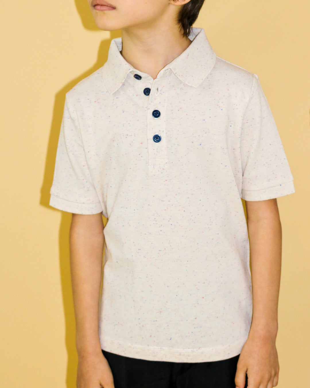 Beige Colored Speckled Polo - Short Sleeve
