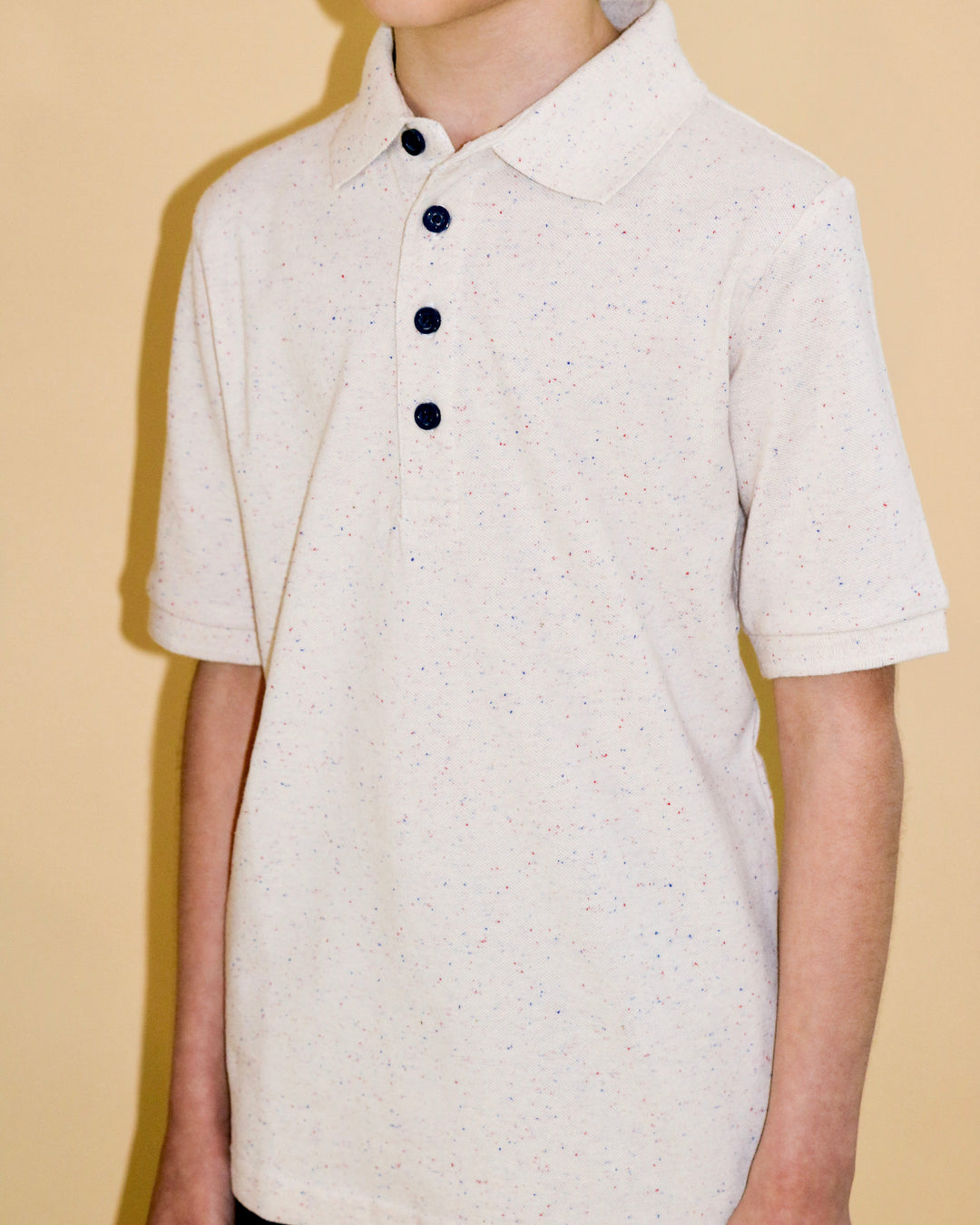 Beige Colored Speckled Polo - Short Sleeve