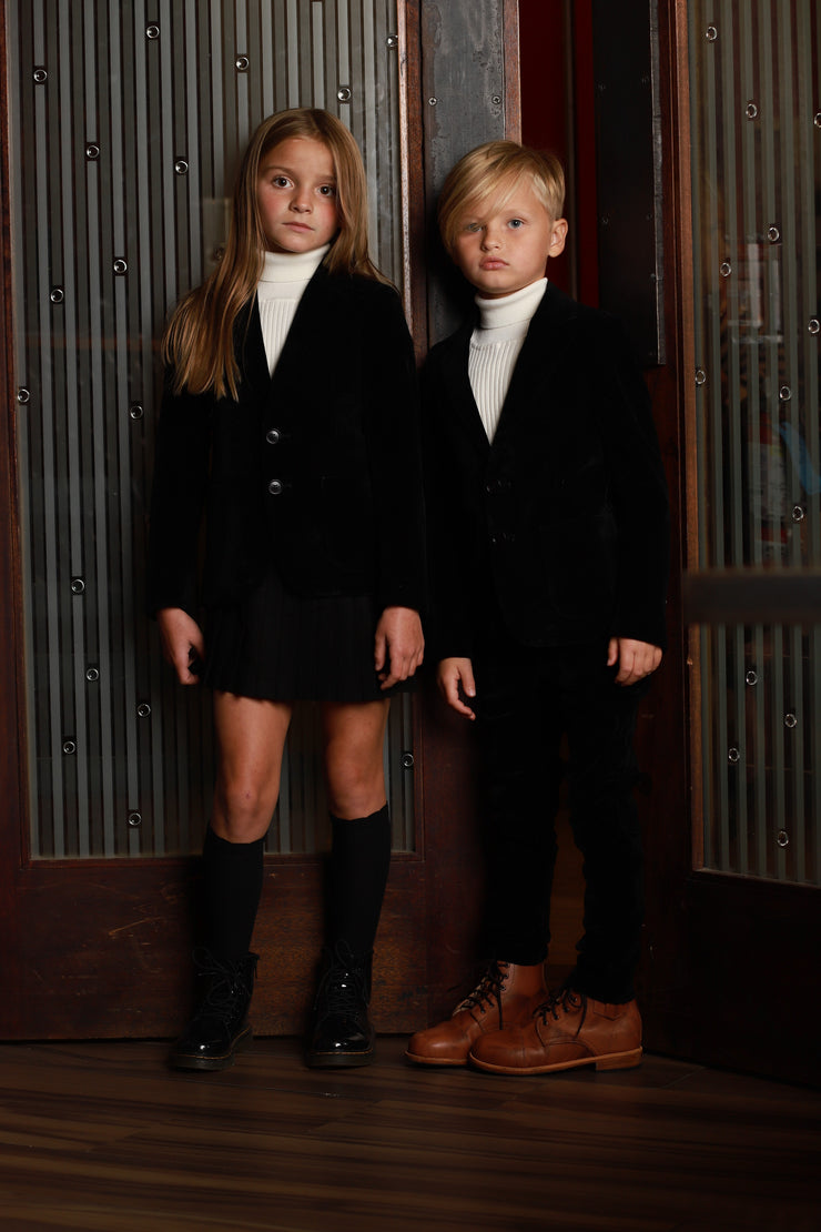Classic Velvet Blazer Jacket - Black