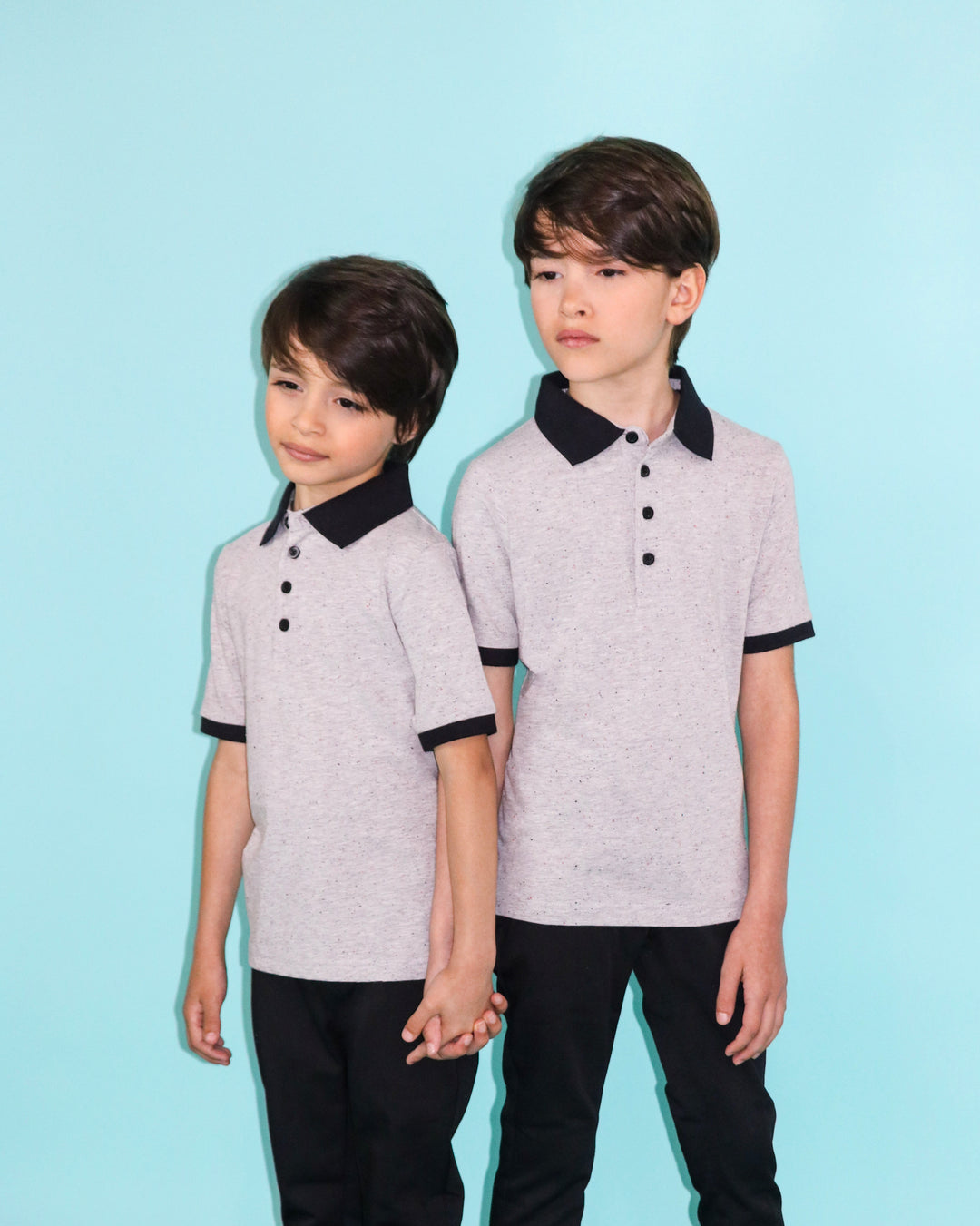 Jersey Grey Mix Colored Speckled Polo - Short Sleeve