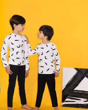 Printed Line Brush Long Sleeve T-shirt