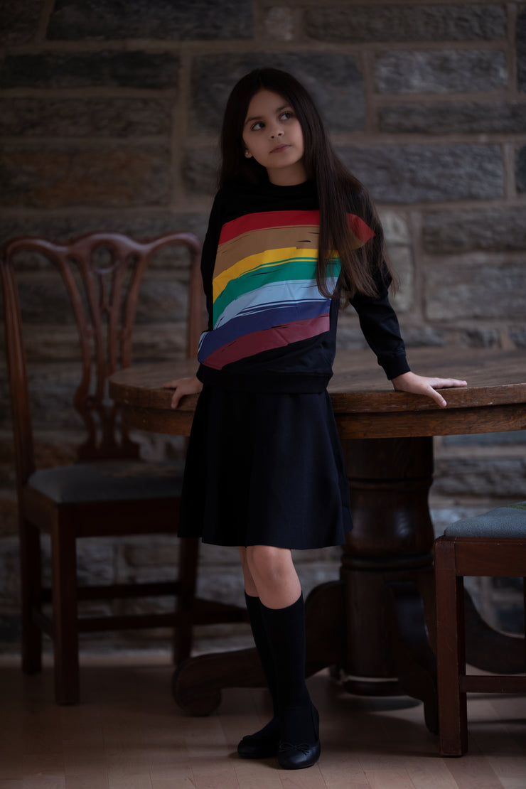 Front Brushed Rainbow Print Top