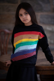 Front Brushed Rainbow Print Top